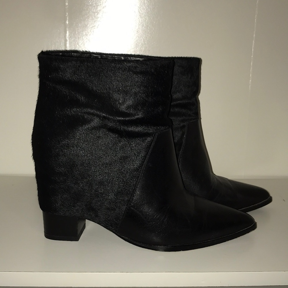 Saint & libertine leather/pony hair ankle booties